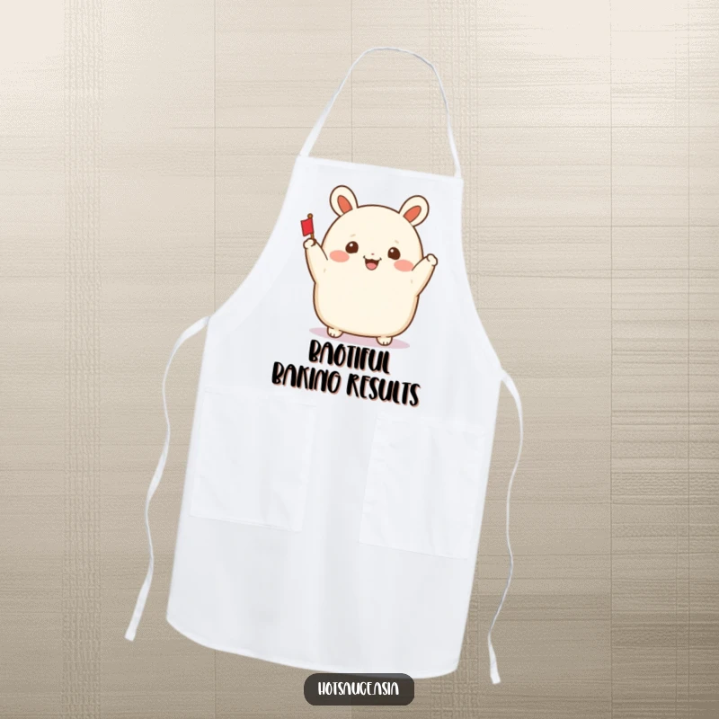 Funny Bao Bun Chef Apron: A smiling steamed bun with arms waving a tiny flag, ideal for kitchen fun and protection.