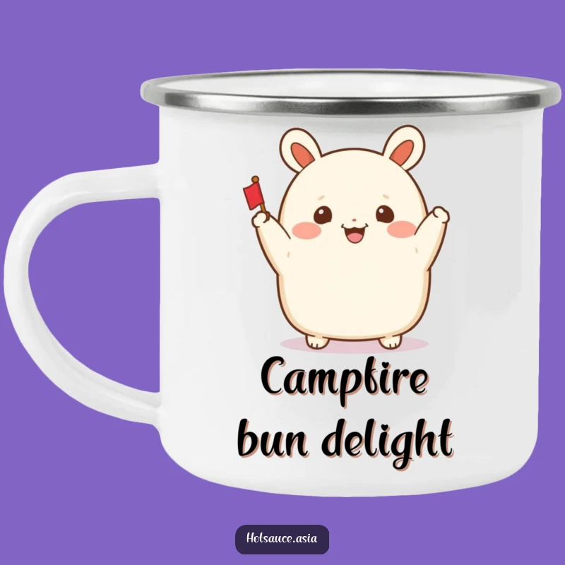 Funny Bao Bun Adventure Mug: Cheerful Waving Bun for Outdoor Joy