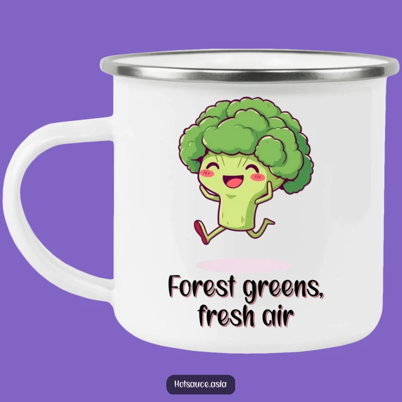 Funny Broccoli Adventure Mug: Delighted Veggie Kicking for Outdoors