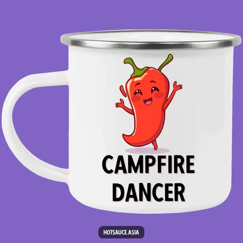 Funny Dancing Chili Pepper Camping Mug: Durable Cartoon Cup, Spicy Outdoor Gift