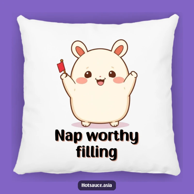 Funny Bao Bun Pillow: Cheerful Waving Bun for Cozy Comfort
