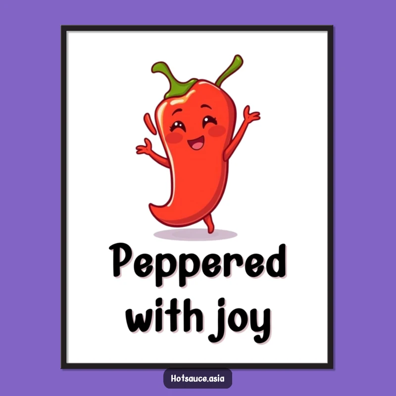 Funny Dancing Chili Pepper Digital Art: Energetic Cartoon Print, Instant Gift