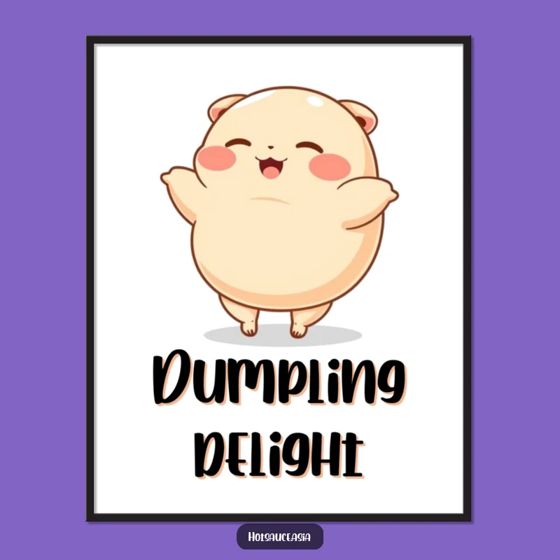 Funny Dumpling Cartwheel Digital Art: Cheerful Cartoon Print, Instant Gift