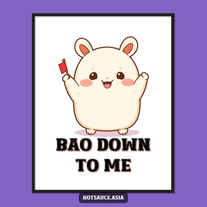 Funny Bao Bun Art Print: Cheerful Waving Bun Poster for Bright Decor
