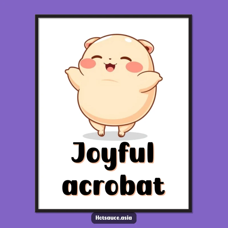 Funny Dumpling Cartwheel Poster: Cheerful Cartoon Art, Hilarious Decor Gift