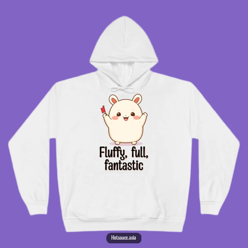 Cozy Funny Bao Bun Hoodie: Cheerful Waving Bun for Warm Hugs