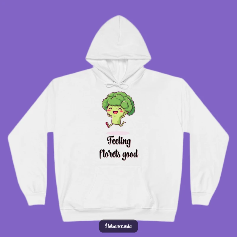 Cozy Funny Broccoli Hoodie: Delighted Veggie Kicking for Comfort