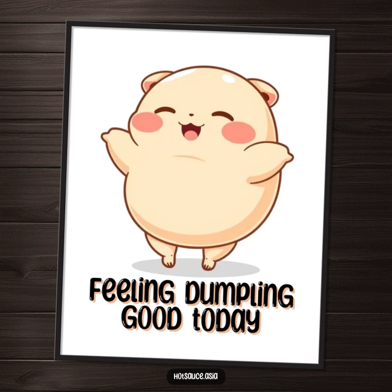 Funny Free Printable Wall Art: A plump, happy dumpling with tiny legs does a cartwheel.