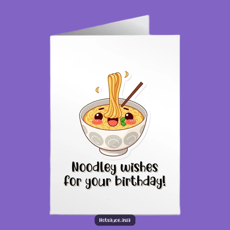 Free Printable Ramen Birthday Card: Funny Slurping Noodles Surprise Downloadable Gift
