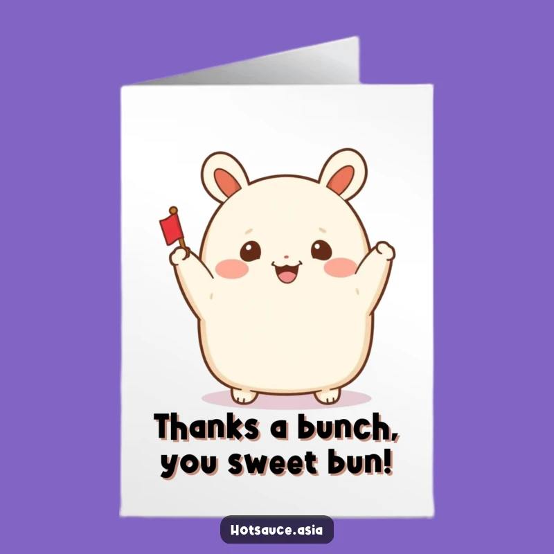 Free Printable Bao Bun Thank You Card: Waving Thanks with Joy Downloadable