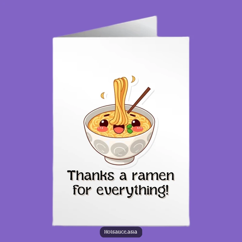 Free Printable Thank You Ramen Card: Surprised Slurp for Your Kindness Downloadable
