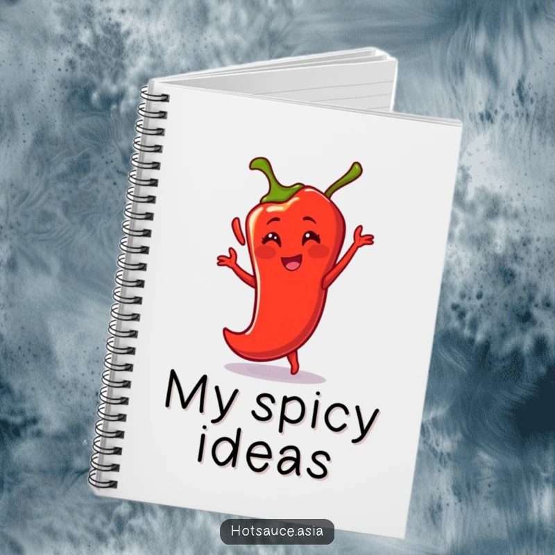 Funny Notebook: A smiling cartoon chili pepper dances energetically, perfect for jotting down spicy ideas and humorous notes.