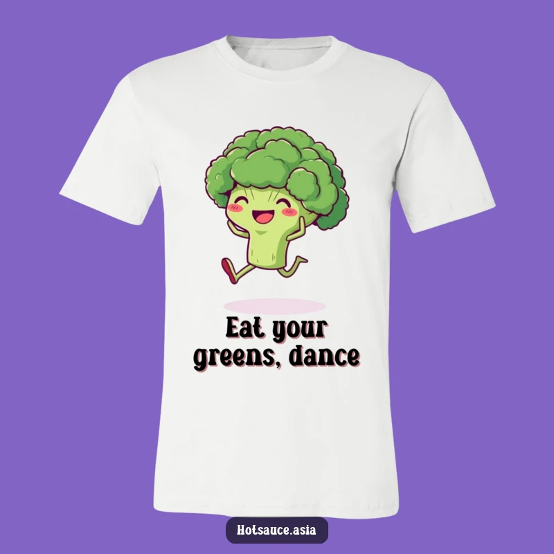 Funny Broccoli T-Shirt: Delighted Veggie Kicking Heels for Fun